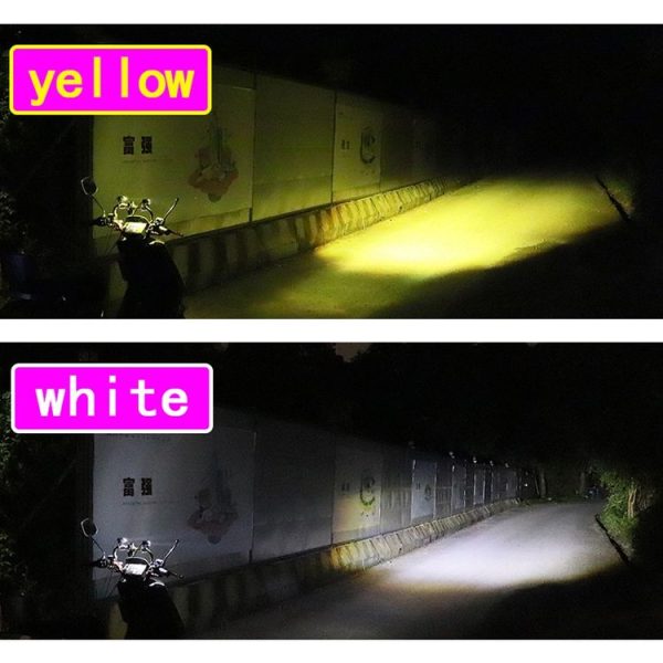 1pair 12V-85V Motorcycle Headlights Dual-color Automotive LED Working Headlights, Color: Yellow + White Light Without Flashing - Image 5
