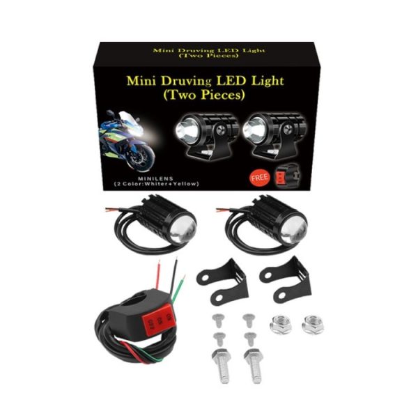 1pair 12V-85V Motorcycle Headlights Dual-color Automotive LED Working Headlights, Color: Yellow + White Light Without Flashing - Image 8