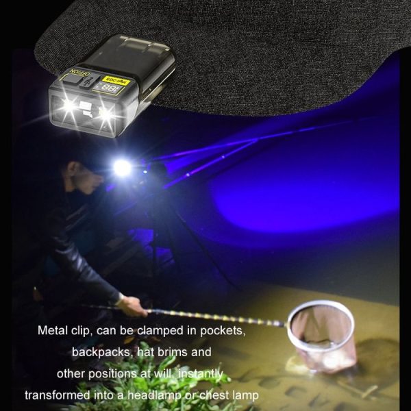 Mini Type-C Rechargeable Outdoor Keychain Light Flashlight (Lamp Head Rotatable Black) - Image 10