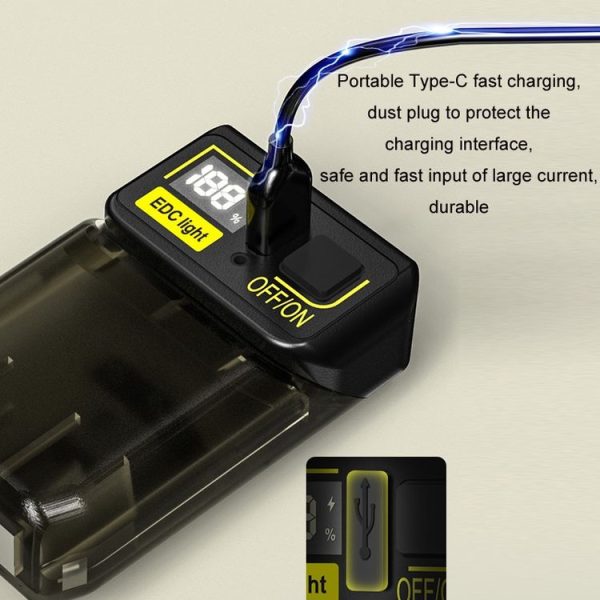 Mini Type-C Rechargeable Outdoor Keychain Light Flashlight (Lamp Head Rotatable Black) - Image 12
