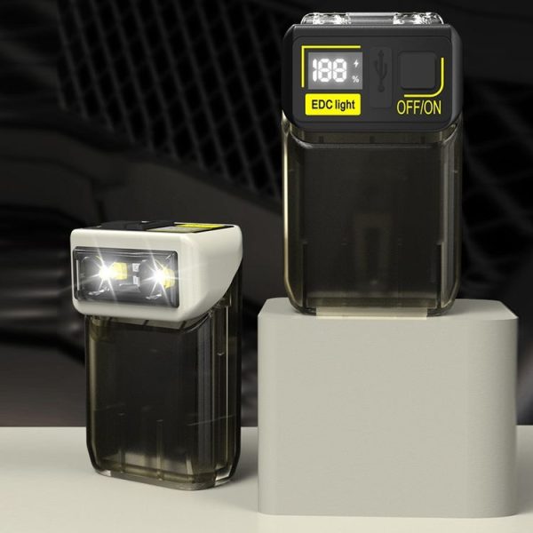 Mini Type-C Rechargeable Outdoor Keychain Light Flashlight (Lamp Head Rotatable Black) - Image 2