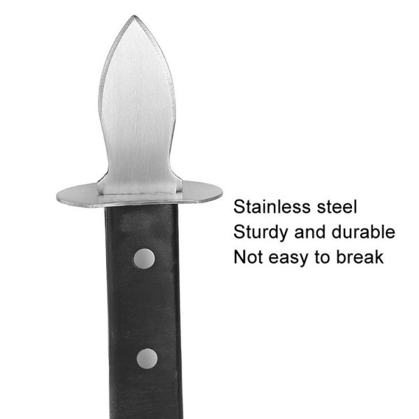 Stainless Steel Opening Oyster Scallop Tool Kitchen Shell Pryer Knife+Wooden Stand - Image 4