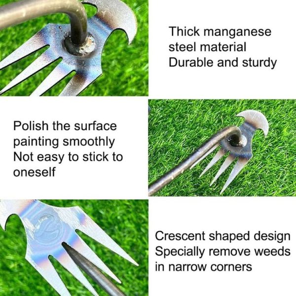 Four-Tooth Dual Purpose Weed Remover Tool Gardening Weed Rake Uprooting Weeding Tool, Length: 29cm Wood Handle - Image 4