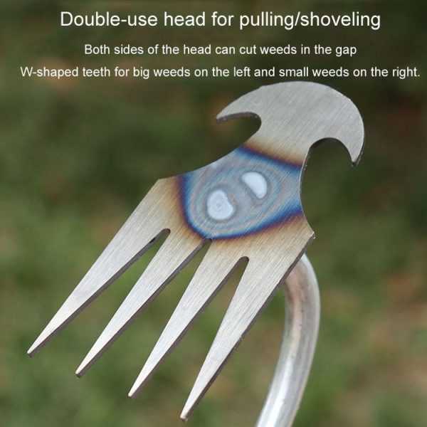 Four-Tooth Dual Purpose Weed Remover Tool Gardening Weed Rake Uprooting Weeding Tool, Length: 29cm Wood Handle - Image 6