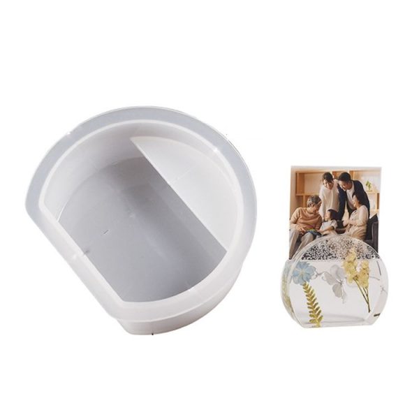 2pcs Business Card Holder Photo Clip Mold DIY Crystal Glue Resin Mold, Style: Semicircle 003