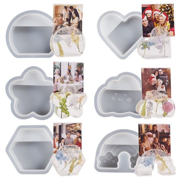 2pcs Business Card Holder Photo Clip Mold DIY Crystal Glue Resin Mold, Style: Semicircle 003 - Image 2