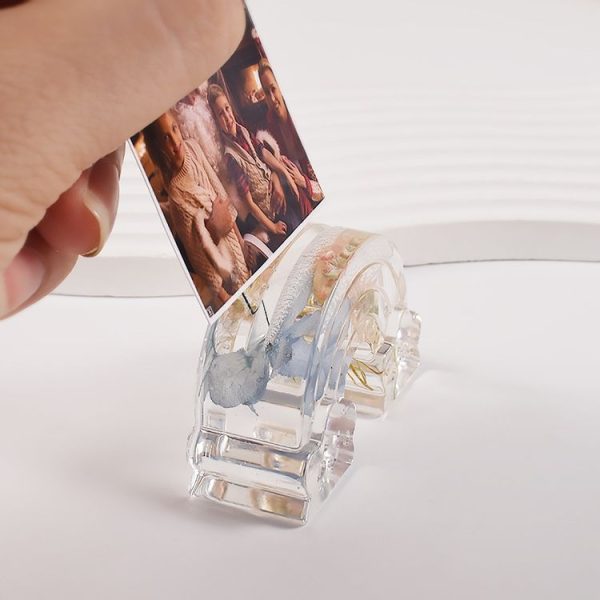 2pcs Business Card Holder Photo Clip Mold DIY Crystal Glue Resin Mold, Style: Semicircle 003 - Image 6