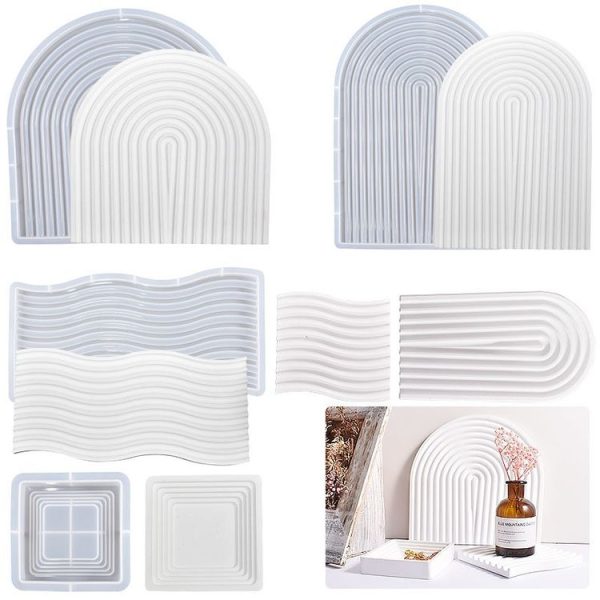 Epoxy Resin Mold Gypsum Candle Stand Arch Storage Tray Silicone Mold, Spec: U Shape Middle - Image 2