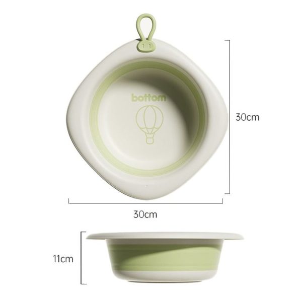 Children Folding Washbasin Newborn Baby Portable Thickened Plastic Wash Basin (Grey) - Image 3