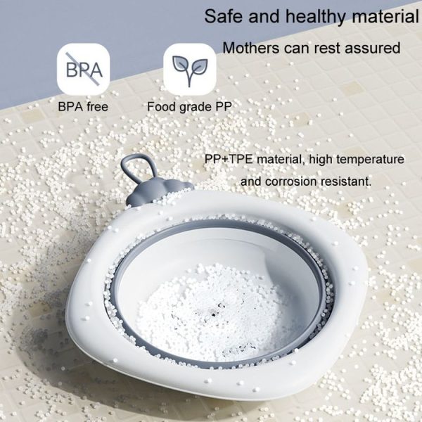 Children Folding Washbasin Newborn Baby Portable Thickened Plastic Wash Basin (Grey) - Image 4