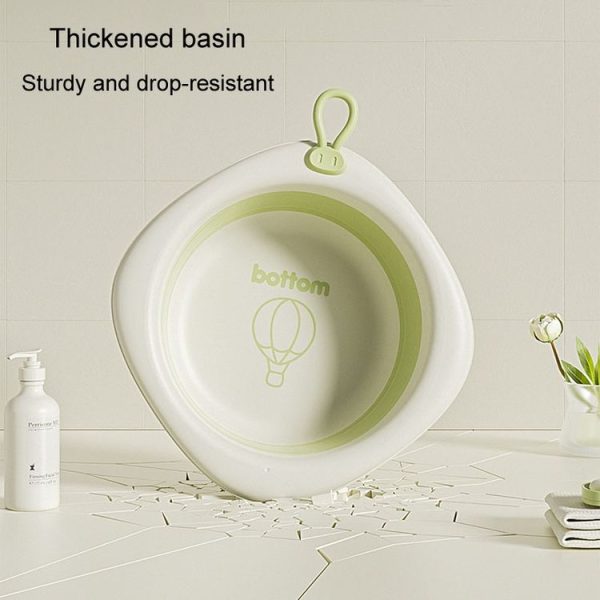 Children Folding Washbasin Newborn Baby Portable Thickened Plastic Wash Basin (Grey) - Image 5
