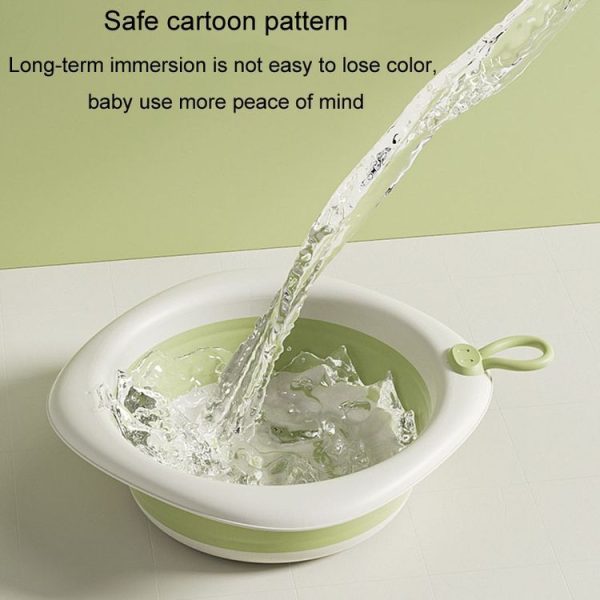 Children Folding Washbasin Newborn Baby Portable Thickened Plastic Wash Basin (Grey) - Image 6