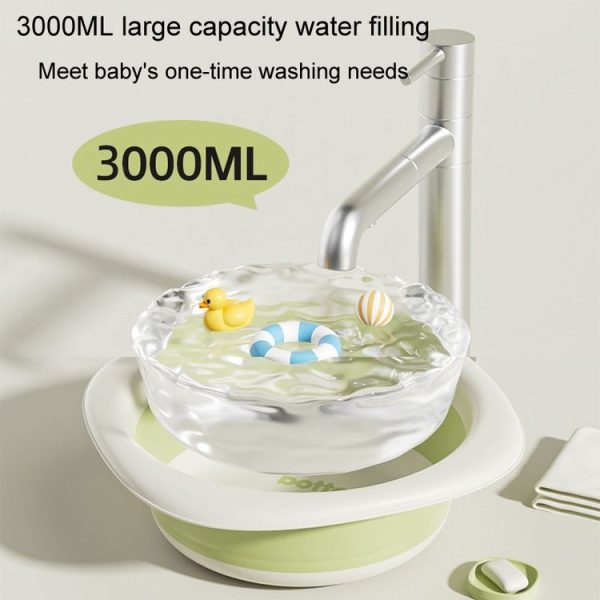 Children Folding Washbasin Newborn Baby Portable Thickened Plastic Wash Basin (Grey) - Image 7