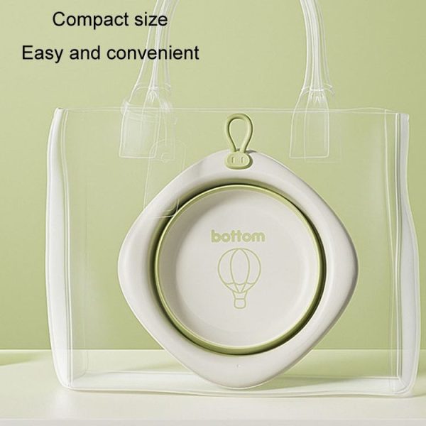 Children Folding Washbasin Newborn Baby Portable Thickened Plastic Wash Basin (Grey) - Image 8