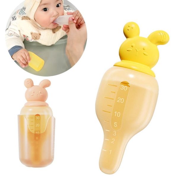 Baby Pacifier Medicine Feeder Pressing Infant Feeding Dropper Silicone Water Feeder (Yellow) - Image 2