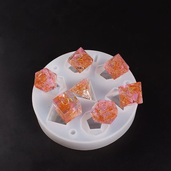 Silicone Dice Resin Molds with 7 Standard Polyhedral Stereoscopic Dice Cavities - Image 5