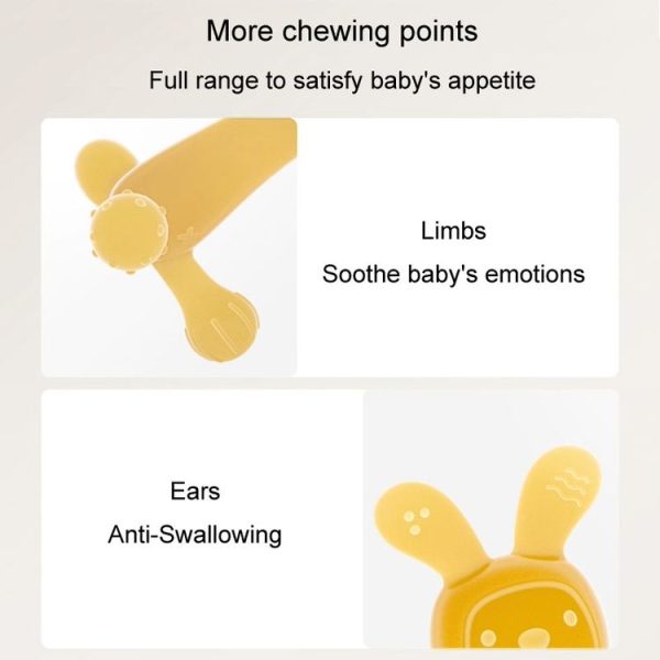Bunny Baby Teether BPA Free Food-Grade Silicone Teether Infant Teething Stick Anti-Eating Hand, Color: Nano Color - Image 7