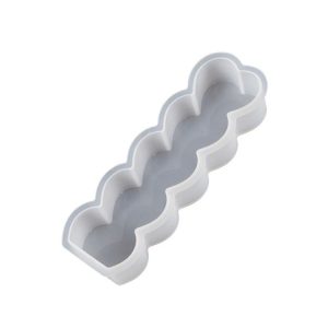 5pcs Five-Link Heart Shape Candle Silicone Molds DIY Epoxy Resin Mold, Size: Small