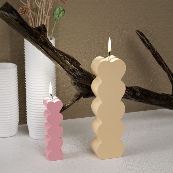 5pcs Five-Link Heart Shape Candle Silicone Molds DIY Epoxy Resin Mold, Size: Small - Image 4