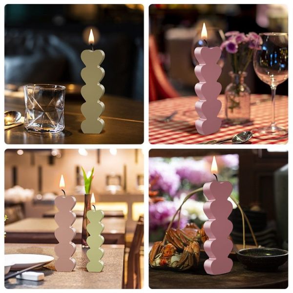 5pcs Five-Link Heart Shape Candle Silicone Molds DIY Epoxy Resin Mold, Size: Small - Image 6