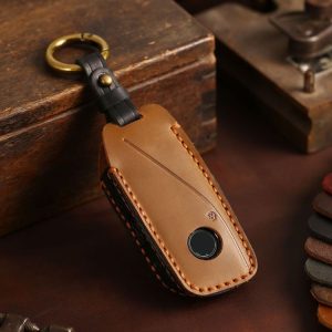 2024 BMW X7 Hallmo Cowhide Car Key Protection Cover (Brown)