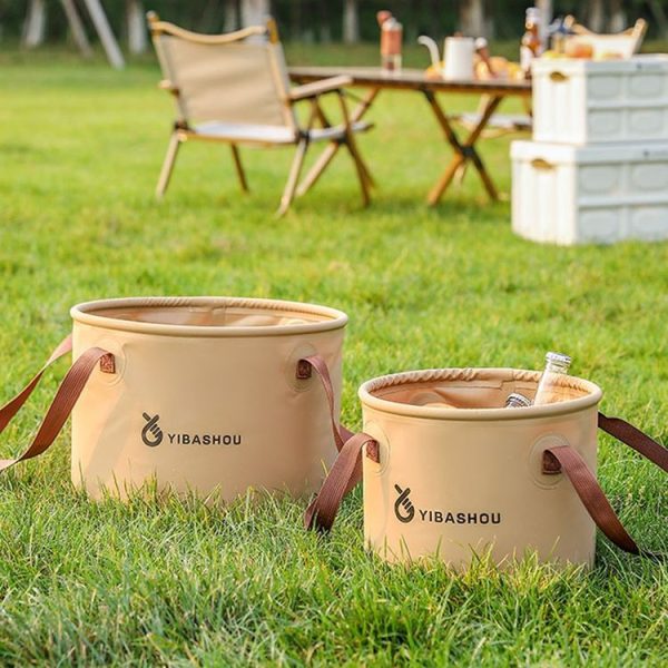 Outdoor Folding Bucket Travel Camping Portable Large Capacity Water Storage Bucket, Capacity: 10L Black - Image 12