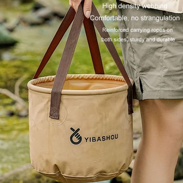 Outdoor Folding Bucket Travel Camping Portable Large Capacity Water Storage Bucket, Capacity: 10L Black - Image 5