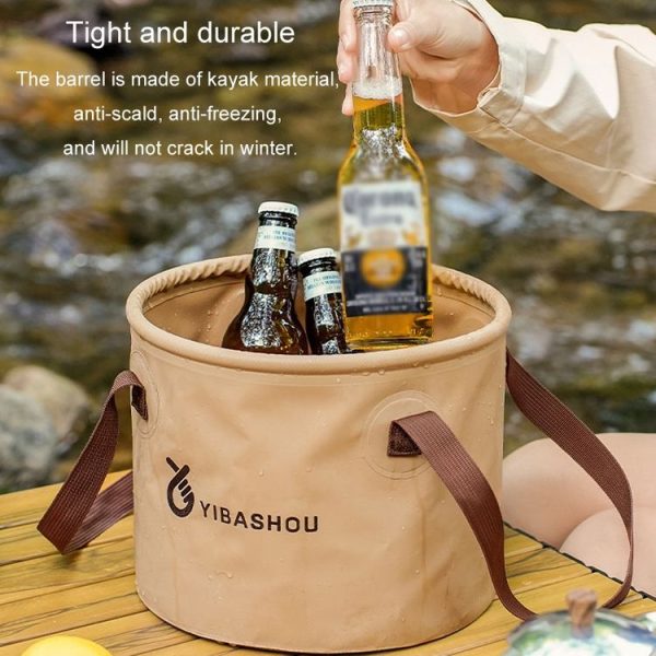 Outdoor Folding Bucket Travel Camping Portable Large Capacity Water Storage Bucket, Capacity: 10L Black - Image 7