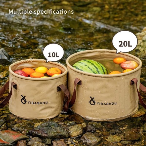 Outdoor Folding Bucket Travel Camping Portable Large Capacity Water Storage Bucket, Capacity: 10L Black - Image 8