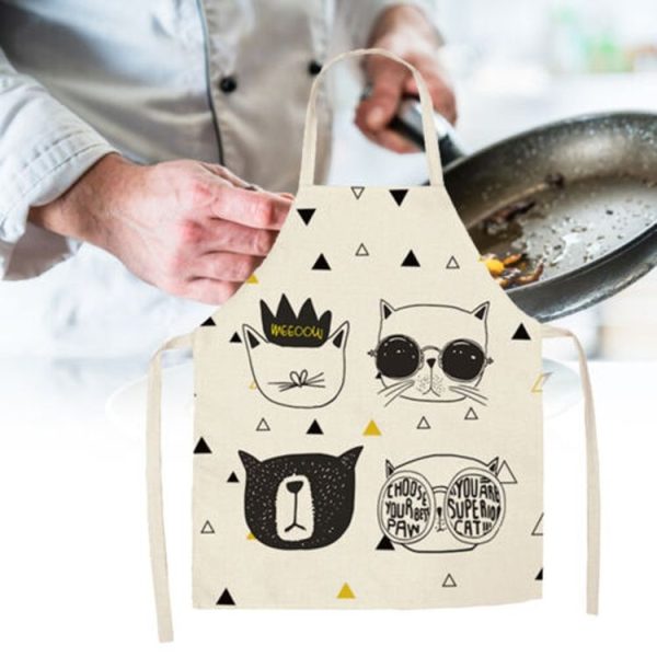 Cartoon Cats Couple Linen Sleeveless Apron Kitchen Furniture Cleaning Coverall, Model: W-01401 (47 x 38cm) - Image 2