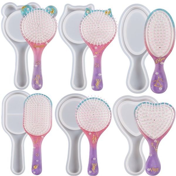 Air Cushion Comb Set Silicone Mold DIY Epoxy Resin Craft Making Mold, Spec: Oval 001 - Image 2