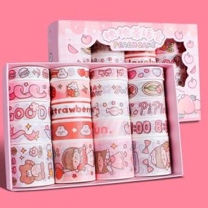 20rolls / Box Hand Journal Tape Cute Girly Cartoon Character Sticker (Peach Cake)