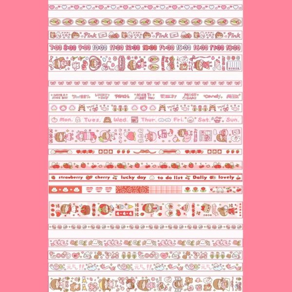 20rolls / Box Hand Journal Tape Cute Girly Cartoon Character Sticker (Peach Cake) - Image 2