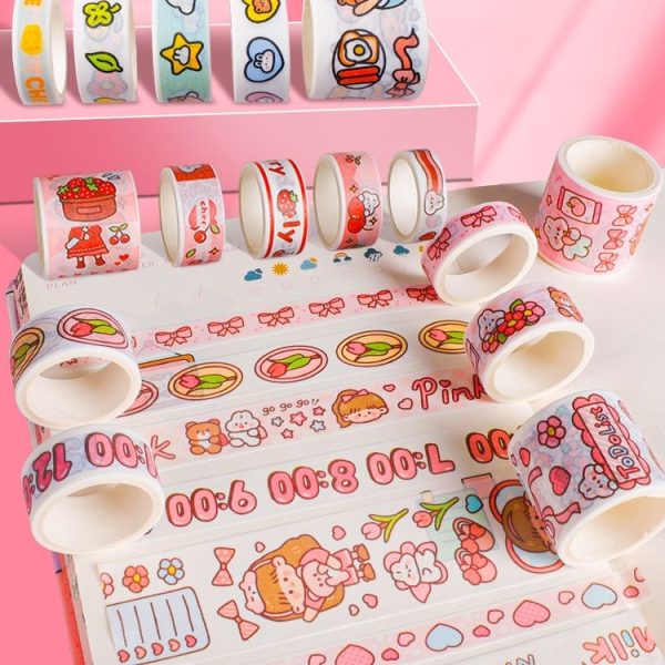 20rolls / Box Hand Journal Tape Cute Girly Cartoon Character Sticker (Peach Cake) - Image 4