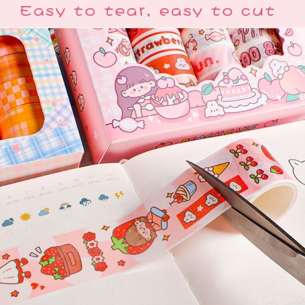 20rolls / Box Hand Journal Tape Cute Girly Cartoon Character Sticker (Peach Cake) - Image 6