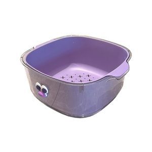 Household Dual Layer Thickened Cartoon Draining Basket Multifunctional Kitchen Dishwashing Hamper, Style: Small Purple
