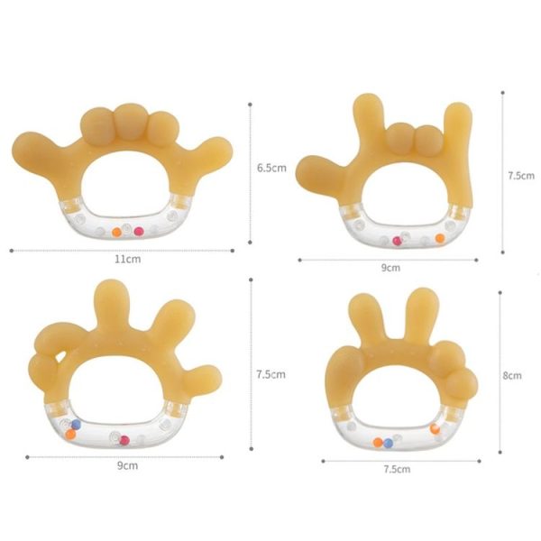 Rattle Baby Teether Soothing Pacifier Teething Stick Newborn Anti-Eating Hand Silicone Toy, Style: 666 Gesture - Image 3