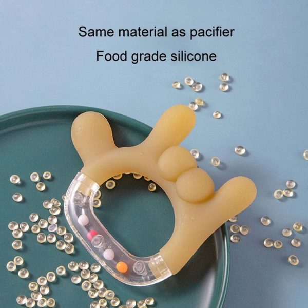 Rattle Baby Teether Soothing Pacifier Teething Stick Newborn Anti-Eating Hand Silicone Toy, Style: 666 Gesture - Image 8