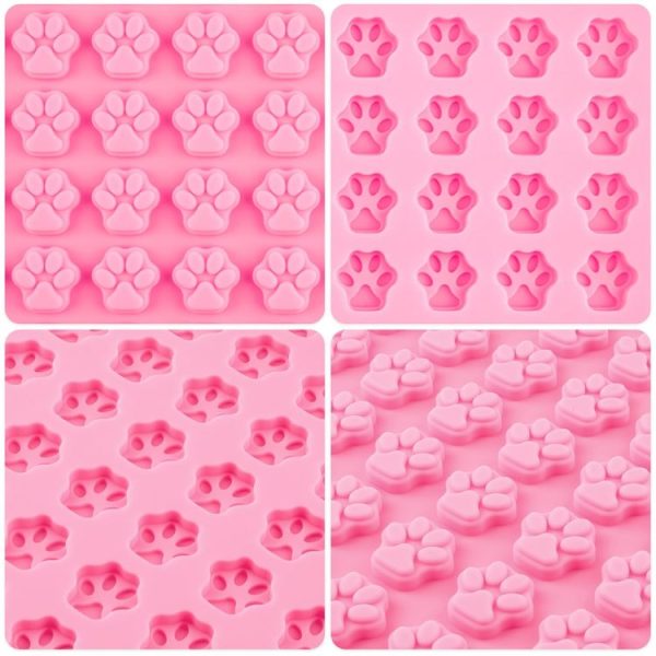 69-Cavity Mini Cat Dog Paw Silicone Mold For DIY Fondant Cake Chocolate Candy Cookie Treat (Pink) - Image 3