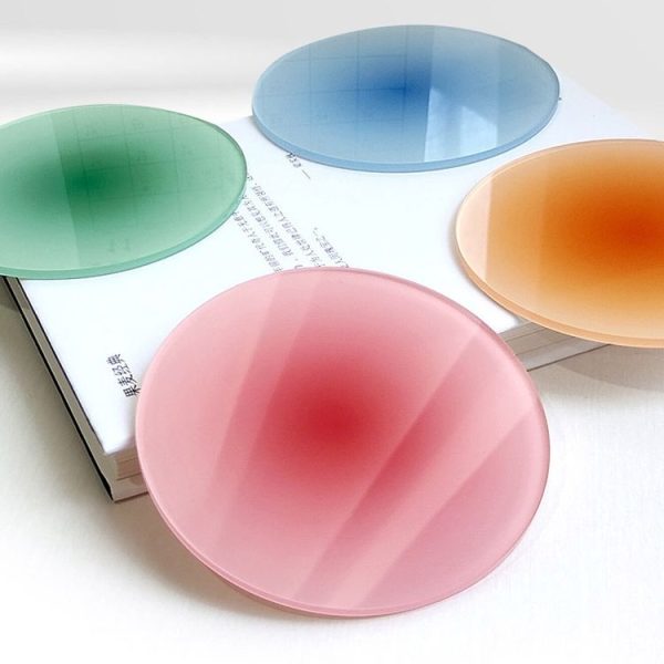 9.5cm Colorful Gradient Acrylic Coaster Thickened Heat Resistant Translucent Sunset Cup Pad (Blue) - Image 3