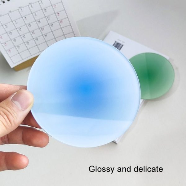9.5cm Colorful Gradient Acrylic Coaster Thickened Heat Resistant Translucent Sunset Cup Pad (Blue) - Image 5