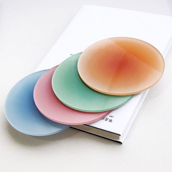 9.5cm Colorful Gradient Acrylic Coaster Thickened Heat Resistant Translucent Sunset Cup Pad (Blue) - Image 6