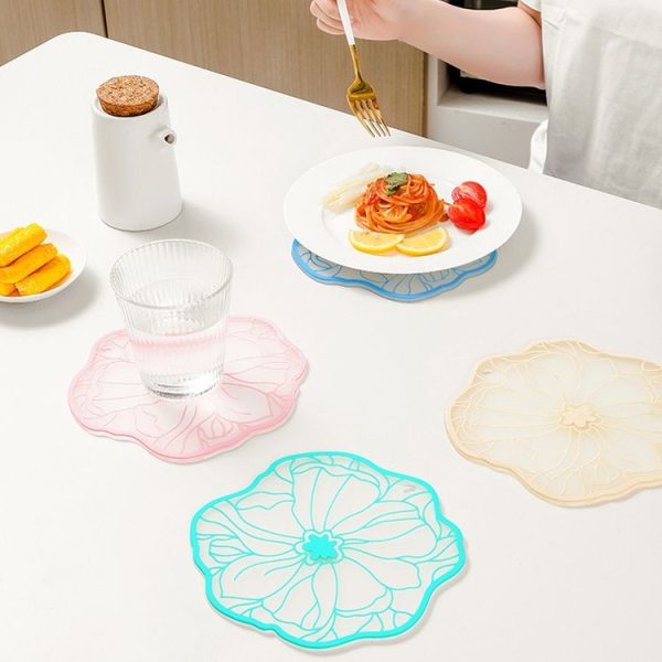 19cm Simple Heat Insulation Anti-Scald Table Mat Anti-Slip Oil Resistant Easy Clean Bowl Coaster (Lan Se ) - Image 2