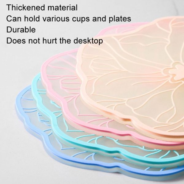19cm Simple Heat Insulation Anti-Scald Table Mat Anti-Slip Oil Resistant Easy Clean Bowl Coaster (Lan Se ) - Image 4