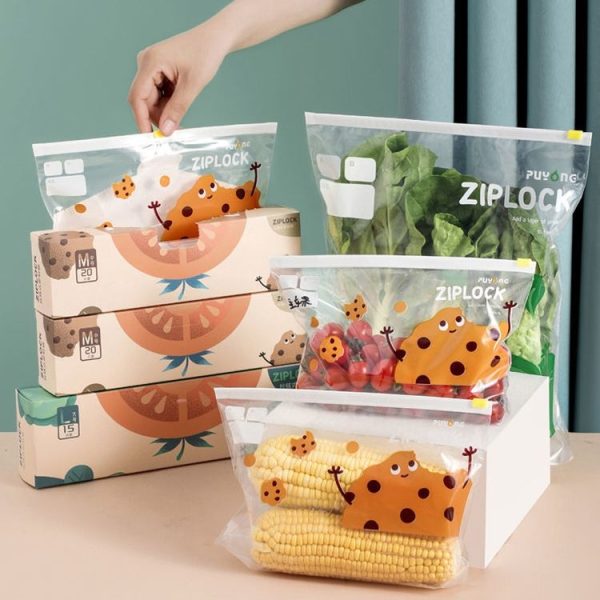 Medium 20pcs / Box Household Food Sealing Storage Bag Refrigerator Zipper Fresh Pocket - Image 2