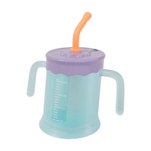 Baby Drink Cup Slant Mouth Mug Children Drinking Straw Water Cup (Blue)