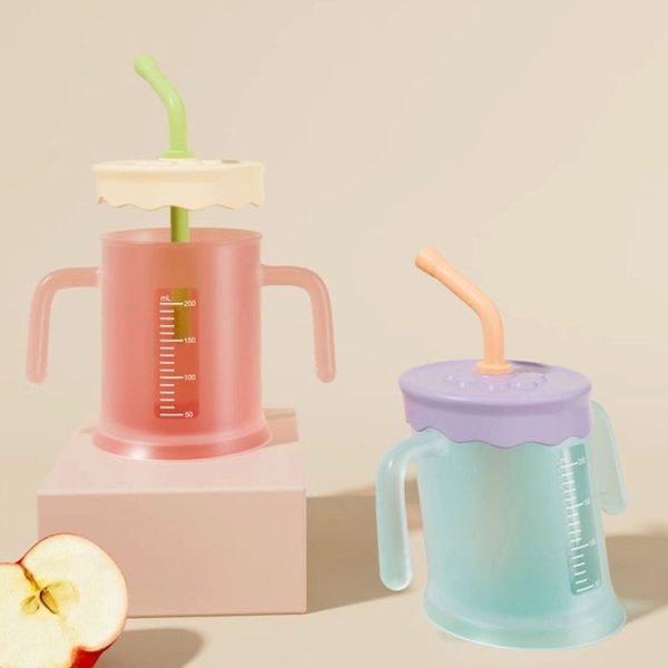 Baby Drink Cup Slant Mouth Mug Children Drinking Straw Water Cup (Blue) - Image 2