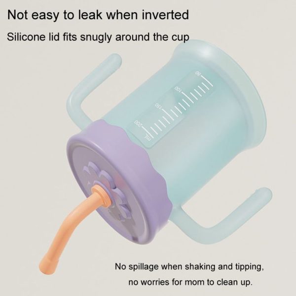 Baby Drink Cup Slant Mouth Mug Children Drinking Straw Water Cup (Blue) - Image 5