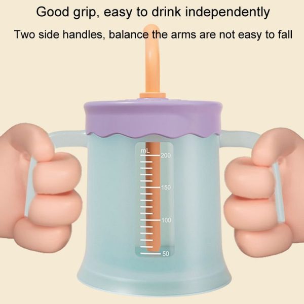 Baby Drink Cup Slant Mouth Mug Children Drinking Straw Water Cup (Blue) - Image 7