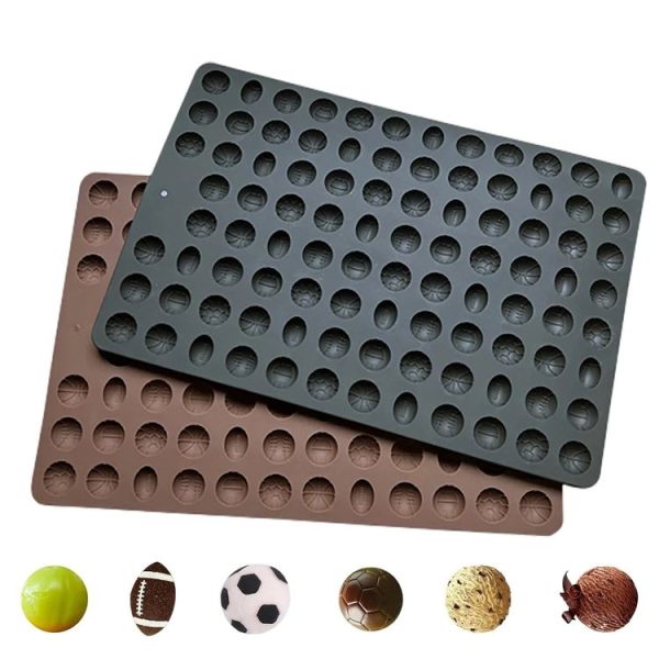 94-Cavity Sport Balls Silicone Molds For Making Fondant Cake Chocolate Candy Cookie Treat (Black) - Image 2